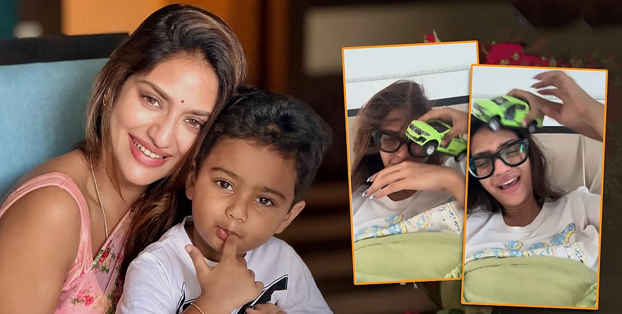 ছেলের সঙ্গে খুনসুটিতে মেতেছেন নুসরাত জাহান