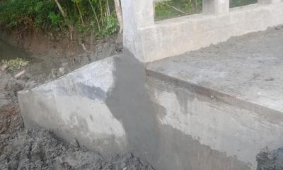 বাবুগঞ্জে উদ্বোধনের আগেই হেলে পড়লো ৪০ লাখ টাকার কালভার্ট